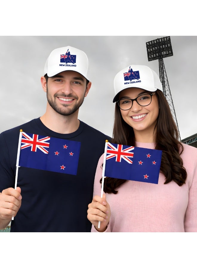 مجموعة مشجعي الرياضة النيوزيلندية - عبوة مكونة من 3 قطع - قبعة وحقيبة برباط وعلم يدوي - مثالية للمباريات والمناسبات والاستخدام اليومي - مثالية لعشاق الرياضة - Image 2